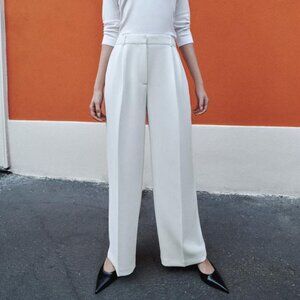 ZARA wide leg white trouser pants